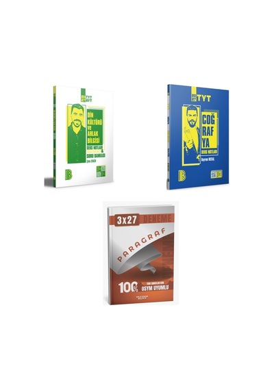 2027 2027 Benim Hocam Tyt Din Kültürü Ve Ahlak Bilgisi Konu + Tyt Coğrafya Konu + Anla Kazan Paragraf Deneme 3'lü Set