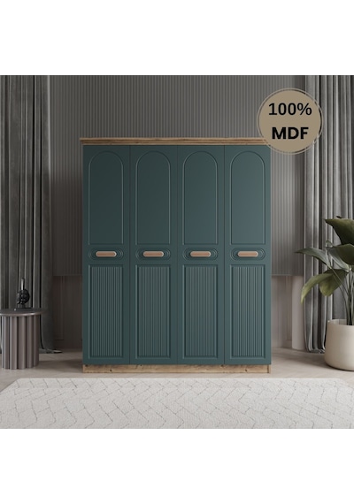 Pera 4 Kapak Mdf Gardırop Yeşi