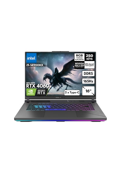 Asus Rog Strix G16 G614JVR-N3095HMF117 i9-14900HX 64 GB 512 GB SSD RTX4060 8 GB 16" Wuxga W10H Dizüstü Bilgisayar