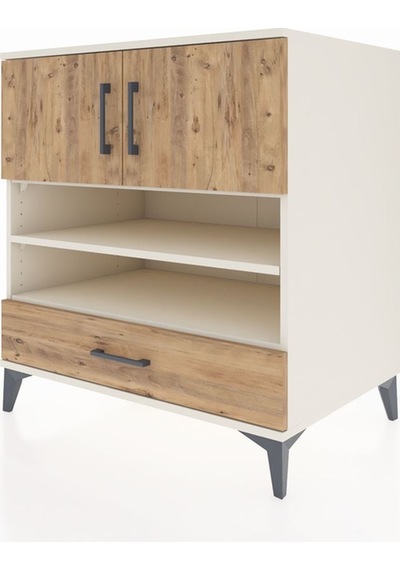 Kronos Şifonyer 4 Raflı Tek Çekmeceli 2 Kapaklı 88x59x96 Aytaşı-çam Aytası