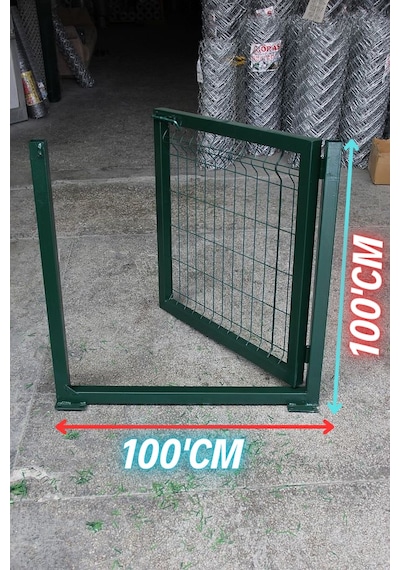 Yeşil Tel Çit Kapı - Panel Çit Tel Kapısı - Kanatlı Kapı - 100 Cm Yükseklik X 100 Cm Eni -