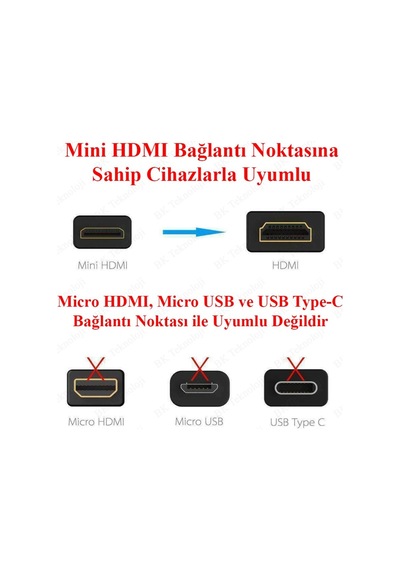 Mini Hdmı-Hdmı Yüksek Çözünürlüklü Tablet Video Kablosu 1.5 Metre