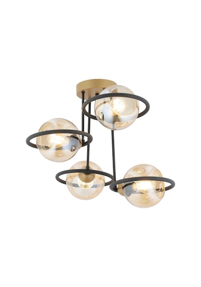 Becca 4'lü Siyah Eskitme Bal Camlı Modern Oturma Odası Salon Avize Siyah