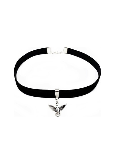 Albatros Kuşu Siyah Kadife Kadın Choker Tasma Kolye Renkli