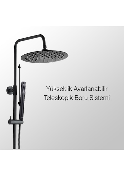 Fause Teleskopik Kolonlu Tepe Duş Seti Pirinç Siyah Kds106-2b Siyah