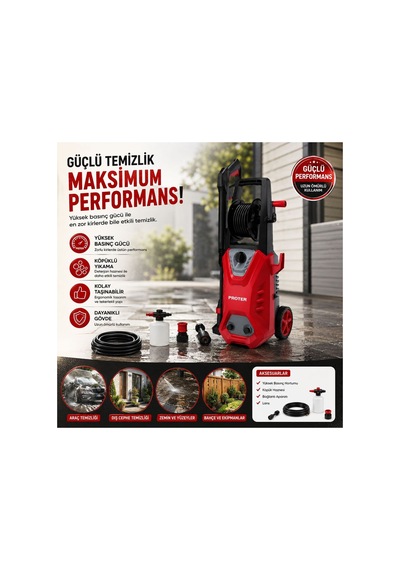 Proter Pr 2550 Cw Makaralı Köpüklü Basınçlı Oto Yıkama Makinesi 2100w 160 Bar