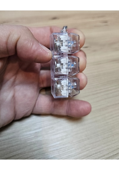 3 Tuşlu Klavye Anahtarlık Stres Klavye Anahtarlık Rgb Işıklı Mekanik Şeffaf