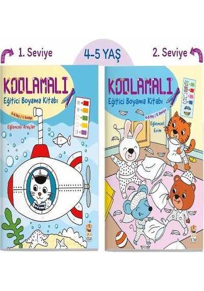 Kodlamalı Eğitici Boyama Seti-4-5 Yaş 1.2.Seviye-2 Kitap Takım- Sincap Kitap