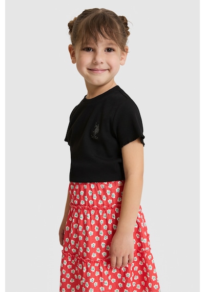 U.s. Polo Assn. Kız Çocuk Siyah Tişört Basic 50325610-vr046