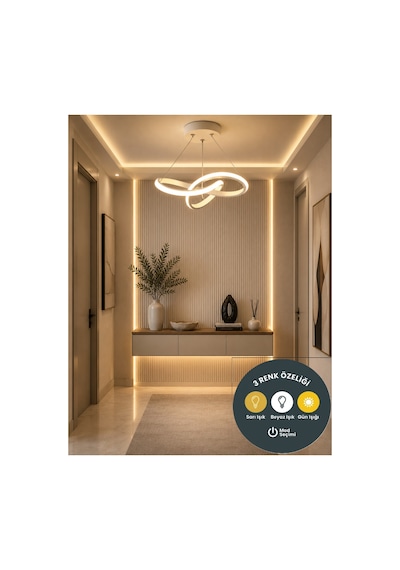 Snowflake Beyaz Sarkıt Led Avize 3 Renk Salon, Mutfak, Çocuk Odası Ve Antre İçin