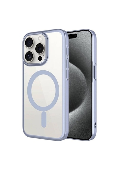 Apple Uyumlu iPhone 15 Pro Kılıf Wireless Şarj Özellikli Sert Pc Zore Mat Riksos M-safe Kapak Gri