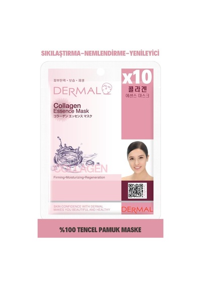 Dermal 10'Lu Kolajen Özlü Tek Kullanımlık Cilt Bakım Maskeleri