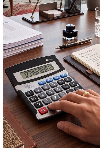 Hesap Makinesi Gri Siyah 11x13 Cm 1 Adet Csl Cs-3122 12 Haneli Orta Boy Ofis Büro Masaüstü Hesap Makinası