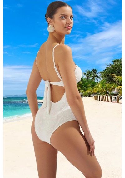 Ersefa Yüzme Kıyafeti Tasarım Mayo Deniz Havuz Mayosu Swimsuit Su Sporu Ekru