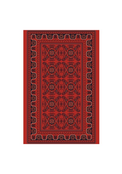Kartela Halı Afgan Halı Jüt Taban Dokuma Halı Kırmızı - 200 X 300 Cm