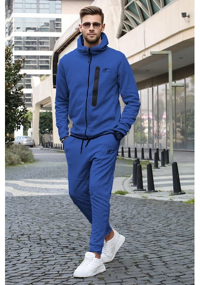 Madmext İndigo Baskılı Regular Fit Erkek Eşofman Takımı-indigo İndigo