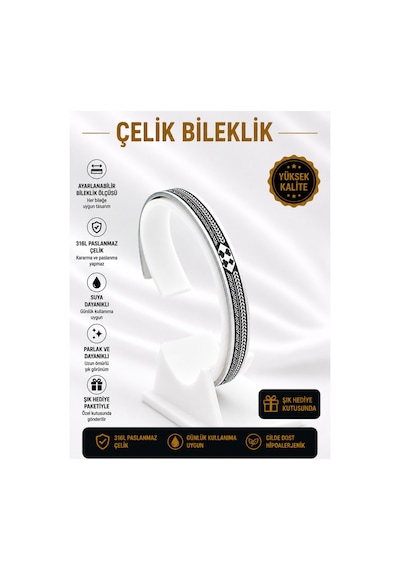 Çelik Bileklik Parlak Ve Paslanmaz Çelik Her Bileğe Uygun Ayarlanabilir En Çok Trend Olan Simgeli Bileklik Gümüş9