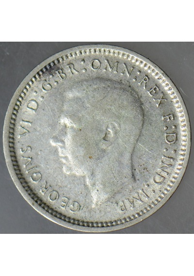 Avustralya 3 Pence 1948 Gümüş. Kral 6. George 16 Mm 1,41 Gr.