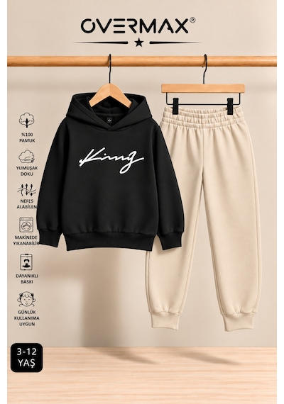 Overmax Italik King Baskılı Kapüşonlu Sweatshirt Eşofman Takımı 3-12 Yaş Siyah-bej - 923241758 Siyah-bej Overmax Italik King Baskılı Kapüşonlu Sweatshirt Eşofman Takımı 3-12 Yaş Siyah-bej - 923241758 Siyah-bej