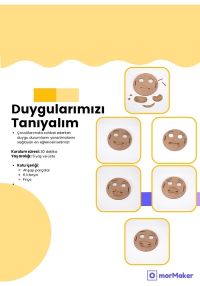 Türk Malı Duygularımızı Tanıyalım Stem Eğitim Seti Çocuklar İçin Boyanabilir Maket