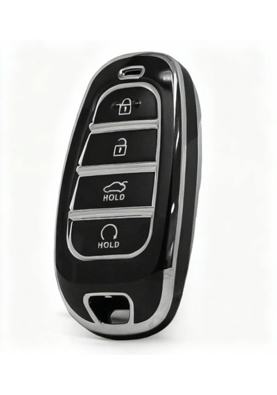 Autohan Keys Hyundai 2021 2024 Yeni Tucson & Santa Fe Uyumlu Anahtar Kılıfı Siyah & Gümüş