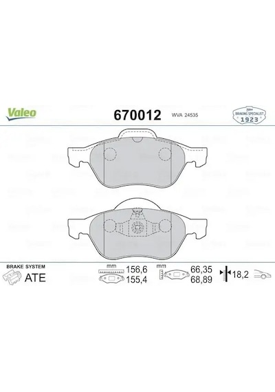 Renault Megane 2 On Fren Balatasi 1.5 Dci 2003-2010 Valeo 670012