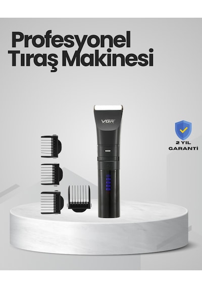 Techmrt Şarjlı Tıraş Makinesi Dijital Ekranlı, Hızlı Şarjlı, Profesyonel Kesim Seti