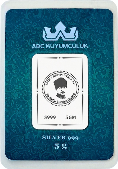 Mustafa Kemal Atatürk Temalı 999 Ayar Gümüş İle Üretilmiş Hediyeye Özel 5 Gram Gümüş Külçesi-787