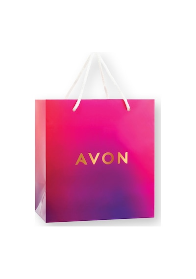 Avon Kırmızı Ve Mor Renkli Karton İpli Hediye Çantası