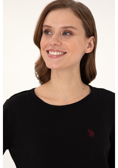 U.S. Polo Assn. Kadın Siyah Bisiklet Yaka Kazak 50297133-VR046