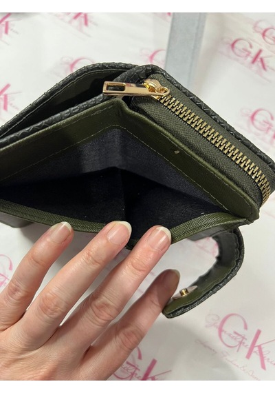 Gk Gamzelirenklerim Luxury Fashıon&accessorıes Yılan Derisi Mıknatıslı Lüx Cüzdan Suni Deri Haki