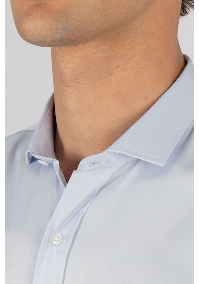 Tudors Modern Slim Fit Dar Kesim Düz Erkek Gömlek-23908 Mavi