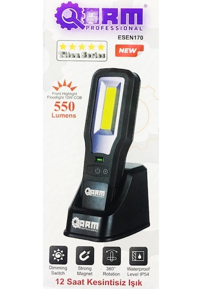 Arm Led El Feneri Seviye Ayarlı Type C Şarj 360 Derece Esen170 N11.11297 Siyah
