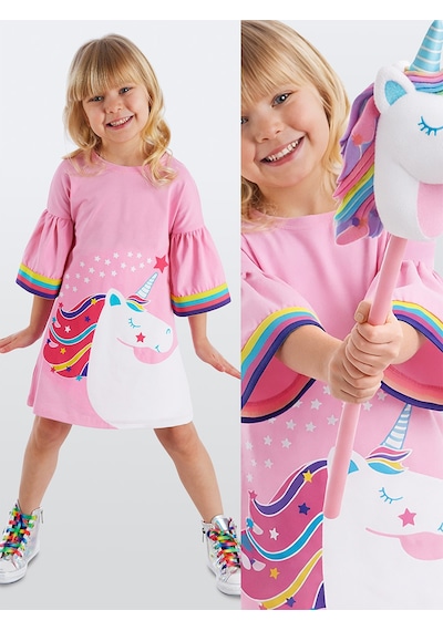 Denokids Unicorn Star Kız Çocuk Elbise