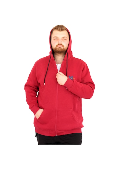 Mode Xl Büyük Beden Erkek Kapüşonlu Fermuarlı Sweatshirt U25803 Bordo Bordo