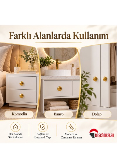 Haskan Yuvarlak Düğme Kulp Altın