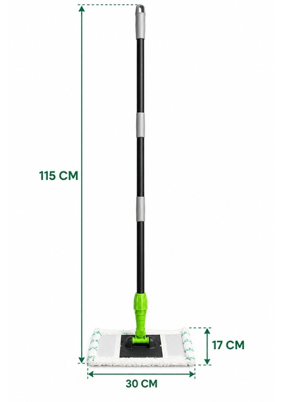 Duvar Ve Tavan Temizleme Mopu - Kurutma Mop - Mikrofiber Başlıklı Demonte Saplı Ekstra Su Emici Bez - 360 Derece Döner Başlık