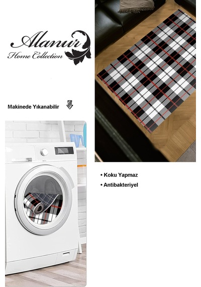 Dekoreko Kaymaz Taban Djt Salon Halısı Star Pamuk Modern 750 Siyah