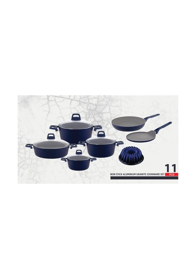 11 Pcs Granit Tencere Seti-4mm Lacivert