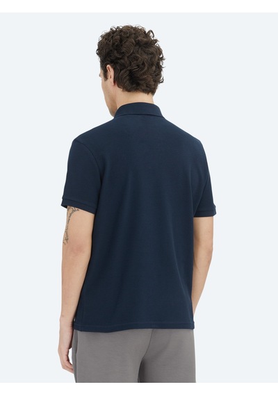 Kip Lacivert Düz Polo Yaka %100 Pamuk T-shirt
