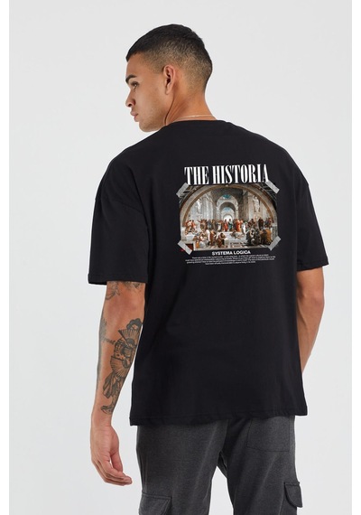 Thewert Unisex The Hıstorıa Baskılı Siyah Oversize Tshirt