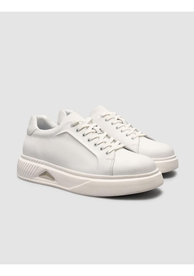 %100 Nubuk Deri Beyaz Erkek Sneaker Beyaz