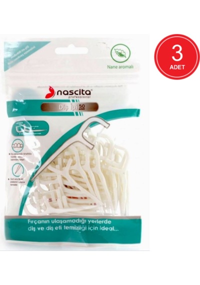 Nascita Kürdanlı Nane Aromalı Diş İpi 50'li x 3 Paket