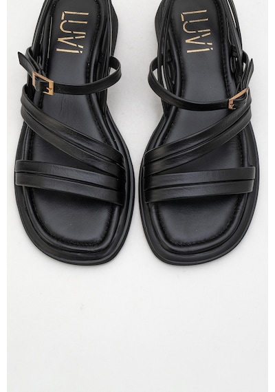 Luvishoes Luvi Shoes Cesar Siyah Hakiki Deri Kadın Sandalet Siyah