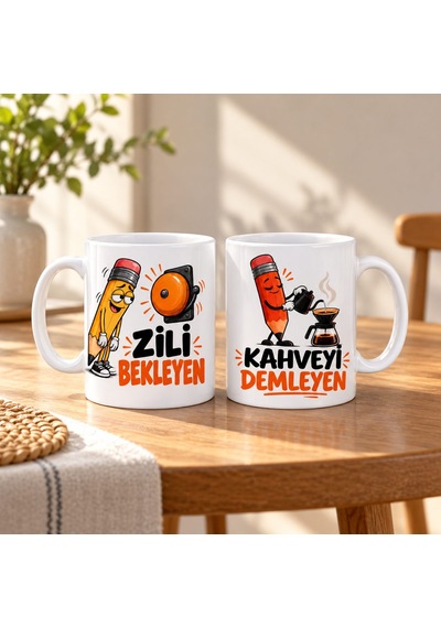 Öğretmen Dayanışması 2 Li Porselen Kupa Seti - Model 758 Diğer