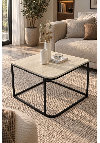 Sulorahome Bej Kare Orta Sehpa 65 Cm