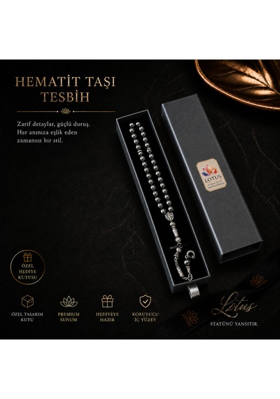 Dark Noble Ultra Premium Tesbih Kalın Taneli Hematit Erkek Tesbihi Gümüş