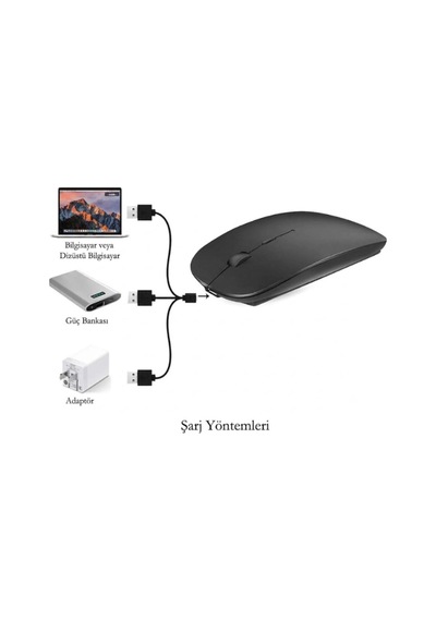 Çift Modlu Şarj Edilebilir Sessiz Kablosuz Mouse Bluetooth + 2.4ghz
