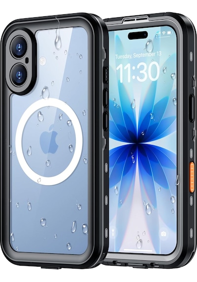 Apple Uyumlu iPhone 17 İle Uyumlu Kılıf Su Geçirmez 360 Derece Koruma Waterproof Telefon Kılıfı Siyah