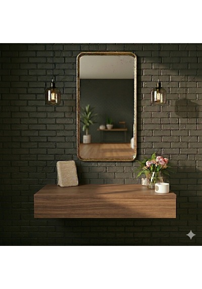 Mdf Makyaj Masası Ve Dresuar 80x30 Cm Çekmeceli Modern Tasarım Kahverengi